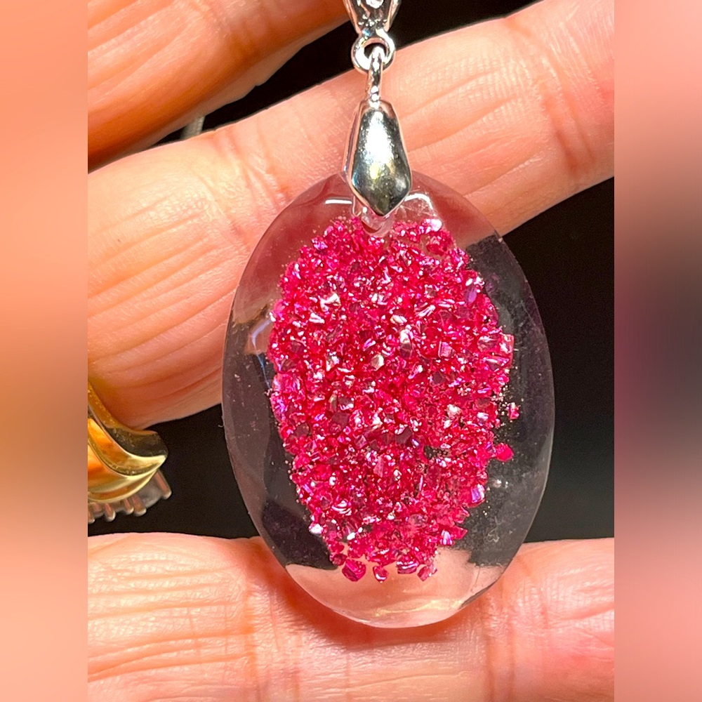 🌸💖cute handmade geode look pendant with chain